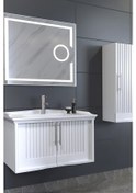 Resim Sagra 80 Cm Banyo Dolabi Mercekli Led Ayna - Beyaz (Boy Dolap Dahil) Çok Renkli 