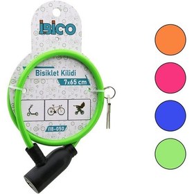 Resim Anahtarlı Eko - İnce Plastik Kafa Bisiklet Kilit Çelik Tel Renkli 