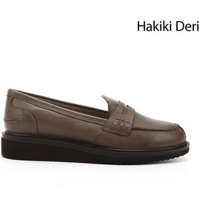 Resim GÖNDERİ(R) Kadın Vizon Antik Dolgu Taban Hakiki Deri Loafer Ayakkabı 