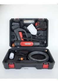 Resim 96v Li-ion Bataryalı Profesyonel Yüksek Basınçlı Şarjlı Portatif Oto Yıkama Makinesi - Çantalı Set Siyah 