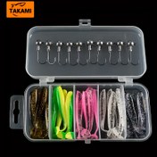 Resim Takami | 35 Adet Yumuşak Yem Balıkçılık Yemleri ile 10 Adet Kurşunlu Başlıklı saç tokası 25 Adet Çift Renkli T Tails Renkli Silikon Yumuşak Plastik Balıkçılık Takımı Avcılık ve Balıkçılık Ekipmanları Balıkçılık Yumuşak Yem Seti 