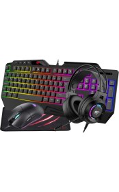 Resim Havit Gamenote KB905CM-TUR 4'lü Gaming Set – Klavye, Mouse, Kulaklık, Mousepad – Rainbow Aydınlatma, Türkçe Q, Pc Uyumlu 