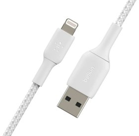 Resim Belkin CAA002BT1MWH – Örgülü Lightning Hızlı Şarj ve Data Kablosu 1 m – Beyaz 