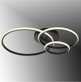 Resim TT AYDINLATMA TT323-SY TT Aydınlatma 3 Halkalı Mat Siyah Plofonyer (Gün Işığı) Led Avize Siyah 65 x 15 