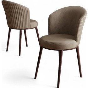 Resim Canisa Risa Serisi 6 Adet Cappucino Mutfak Sandalyesi Kahverengi Metal Ayak 1.sınıf Babyface Kumaş Cappucino Sandalye Kahve Ayak 