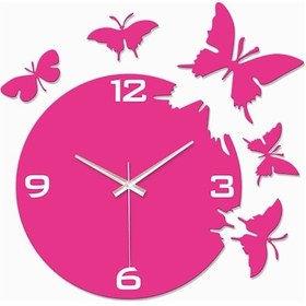 Resim Pembe Kelebekler Duvar Saati Pembe 