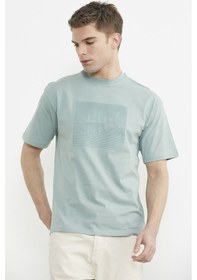 Resim Oversize Baskılı Pamuk Tişört - Yeşil Yeşil 