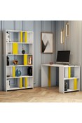 Resim Variant Mobilya Lima Çalışma Masası Ve Kitaplık Takımı - Beyaz / Sarı 