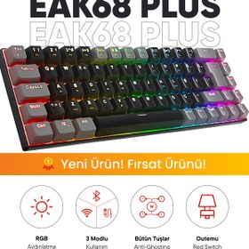 Resim ACER eMachines EAK68 PLUS Kablosuz Bluetooth + 2.4Ghz Mekanik Klavye RGB Red 68 Tuşlu Oyuncu Klavyesi Syh 