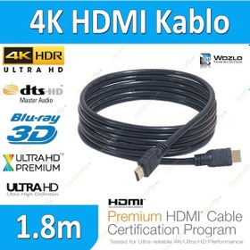 Resim 4K 1.8 Metre 4K 3D Ultra Hd Ethernet Destekli Altın Uç Hdmi Kablo 