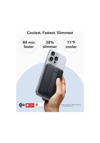 Resim 5000 Mah Taşınabilir Şarj Cihazı Halolock Qi2 Kickstand Magsafe Standlı Powerbank - Siyah Siyah 