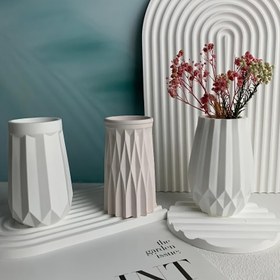 Resim 3'lü Silikon Kalıp Seti: Geometrik Kağıt Katlama Vazo Kalıpları - Ev Dekorasyonu için Reçine, Çimento, Epoksi Sanat Kalıpları 
