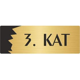 Resim Özarslan Dizayn Metal Departman Kapı İsimliği, Yönlendirme levhası 3. Kat 5X20 Cm Altın Renk 