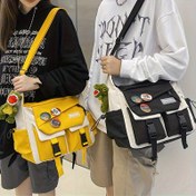 Resim 1 Adet Erkekler İçin Japon Tarzı Nylon Çapraz Sırt Çantası - Ayarlanabilir Omuz Askısı, Çok Cepli Geniş Kapasiteli, Okul, Spor ve Seyahat için Dayanıklı Siyah Günlük Çanta, Eğlenceli Dekorasyon Detayları, Güvenli Fermuar Kapatma, Outdoor Modası, Yüksek Kalite Kumaş, Doğa Tutkunlarına Özel 