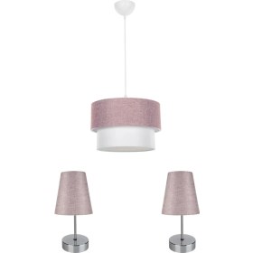 Resim Yatak Odası Aydınlatma Set Gülkurusu Krom Ayaklı 