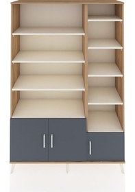 Resim Hyperion Dolap 10 Raflı 3 Kapaklı 132x44x195 Çam-antrasit/aytaşı Çam 