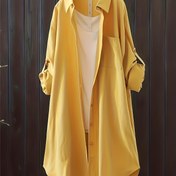 Resim Kadınlar İçin Büyük Beden Rahat Geniş Uzun Gömlek - Düz Siyah Midi Bluz Düğme Detaylı, Hafif Polyester & Spandex Karışımı, İlkbahar/Yaz İçin Mükemmel, Bayan Bluzları 