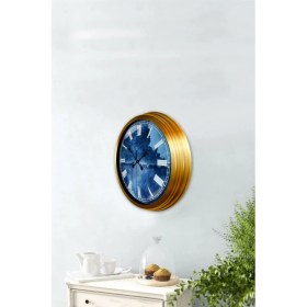 Resim Bahat Altın Varaklı Salon Ofis Duvar Saati Alüminyum Çerçeve 40 cm 
