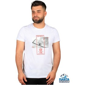 Resim Manta MNT 2406 S. Yaka Pota Baskılı Erkek T-Shirt Beyaz 