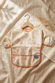 Resim melonika Bunny Bliss Su Geçirmez Kollu Bebek Mama Önlüğü - Leke Tutmaz BLW Uyumlu Tavşan Desenli Mama Önlüğü 