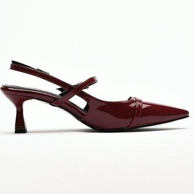 Resim Sister İn Love Asta Kısa Topuklu Tokalı Rugan Stiletto Bordo 