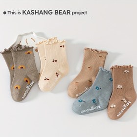 Resim Kız Çocukları İçin Kalın Pamuklu Çoraplar - Pastel Renkler (Bej/Gri/Mavi/Kahverengi) Açık Burunlu, Kolay Giyim ve Her Gün Kullanım için - İlkbahar/Sonbahar Bebek & Küçük Kız Ayakkabısı 