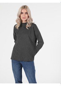 Resim Colins Regular Fit Balıkçı Yaka Kadın Siyah Uzun Kol Tişört Cl1051478 Q1.v2 Blk Siyah 