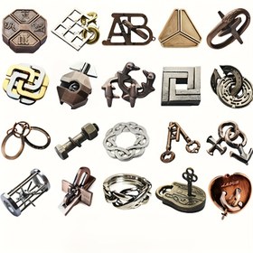 Resim 3 adet Geliştirilmiş Versiyon, Artan Zorluk, Klasik IQ Bulmaca Metal Zeka Oyunu Sihirli Bulmaca Kilidi Açma Oyunu - Tatil Hediyesi 