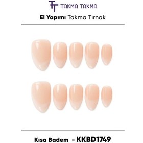 Resim 10'lu Kısa Badem Kkbd1749 Tekrar Kullanılabilir El Yapımı Protez Takma Tırnak L 