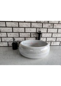 Resim Beyaz Teker Mermer Lavabo 