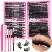 Resim 800/640/418 adet DIY Kirpik Uzatma Seti, 8-16mm Karışık 30D40D60D80D, Yapıştırıcı, Cımbız, Kirpik Fırçası ile, Zarif Hediye Seti, Zarif Hediye, Yeni Yıl Noel Hediyesi, Düğün Tatil Hediyesi, Evde DIY Başlangıçlar için Uygun, Yeniden Kullanılabilir 