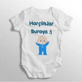 Resim İmaj Tuğbababy Harçlıklar Buraya Yazılı Baskılı Bebek Beyaz 