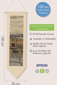 Resim Duvar Halısı Pinterest Oda Dekoru, Monet Sanat Serisi, 100cm Kanvas Flama Askılı Duvar Örtüsü NO:589 - Renkli - 12 / 30 x 100 