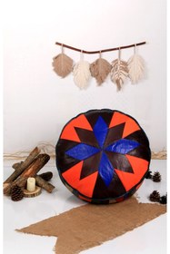 Resim Ottoman Pouffe İskandinav El Yapımı Hakiki Kuzu Derisi Bohem Bahçe Balkon Bungalov Puf Minder 60x30cm(DOLGULU) 