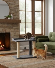 Resim Reyo Pet Teraslı Yataklı Ponponlu Kedi Tırmalaması Antrasit 