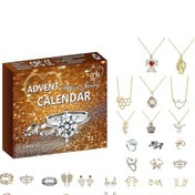 Resim 2024 Advent Takvimi Noel Partisi Parmak Yüzükleri Küpe Kolye 24 Gün Geri Sayım Şenlikli Atmosfer Güçlendirici Takı Seti 
