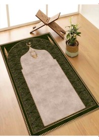 Resim Seccade Diz Ağrıtmayan Yumuşak Halı Seccade Ve Namazlık Yeşil 