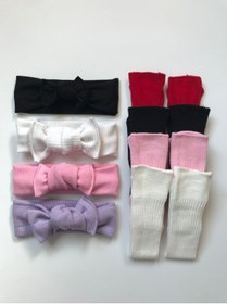 Resim Nis butik 8’li Bebek Hediyelik Set Bandana Dizaltı Çorap 