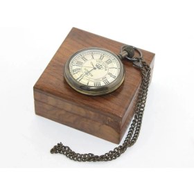 Resim İlk El Grup Ieg® Ahşap Kutulu Pirinç Köstekli Saat Model 10 