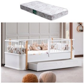 Resim Yavrulu Karyola, Antalya Montessori Yavrulu Yatak - Ceviz + 1 Adet Comfort Yatak 