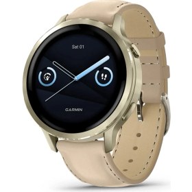 Resim Garmin Venu 4 - 41 mm - Lunar Gold Deri Kayışlı 