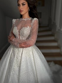 Resim Devinia Dantel Dubai Prenses Model Gelinlik - Kırık Beyaz / 38 