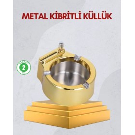 Resim Urfakent Paslanmaz Çelik Küllük Çakmaklı Masa Üstü Kullanım 
