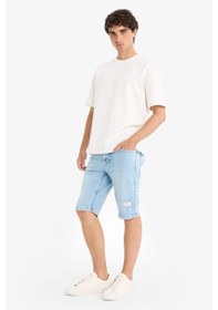 Resim DeFacto Slim Fit Dar Kesim Jean Bermuda Şort F4685AX25SMNM39 