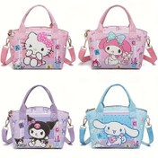 Resim Sanrio çizgi film tasarımından bir adet el çantası, çapraz veya elde taşınabilir, klasik Sanrio çizgi film unsurlarıyla donatılmış, günlük işe gidip gelme için uygun, sevimli ve moda, Noel, Cadılar Bayramı, doğum günü hediyesi 