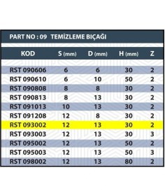 Resim Resiste 12X13X30 Rulmanlı Temizleme Bıçağı Z2 (2 Ağızlı) 