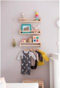 Resim WoodWoork Montessori Kitaplık Çocuk Odası Duvar Rafı Ahşap Kitaplık Raf 3 Adet 