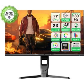 Resim GamePower Royal T20 27″ RGB 180Hz 0.5Ms 2K QHD Flat IPS Pivot 2xUsb 3.0 HDR400 FreeSync, Gsync Gaming Monitör (Sıfır Ölü Piksel Garantili) 