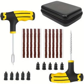 Resim Komple Araba Lastik Tamir Kiti - Dayanıklı Metal Lastik Yama, Kauçuk Yama ve Yapışkan Şeritler, Hızlı ve Kolay Lastik Tamir için Temel, Otomatik Acil Durumlar için Temel, Otomatik Acil Durum Kiti|Kompakt Depolama Kutusu|Dayanıklı İnşaat, Lastik Tamir Kitleri 