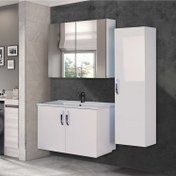 Resim Trio Modül Asmira Banyo Dolabı - 80 cm - 3'lü Set - Beyaz 